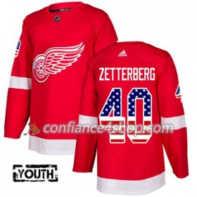 Adidas Maillot de Hockey Detroit Red Wings Henrik Zetterberg 40 2017-2018 Rouge USA Flag Fashion Authentic - Enfant